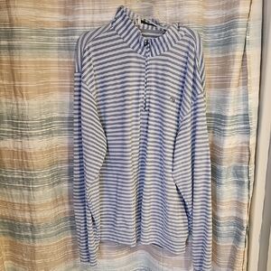 Turtleson Mens Mark Stripe Oxford 1/4 Zip Pullover-- Golf